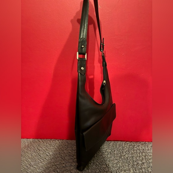 Vintage Tano Black Buttery Smooth Leather Boho Bag - Multiple Pockets! - Picture 6 of 12